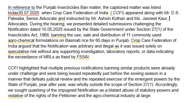 the Punjab Insecticides Ban matter